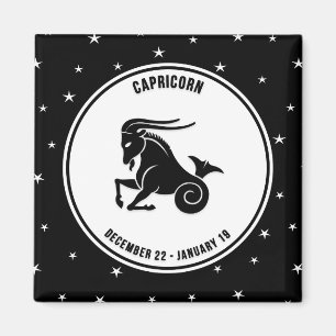 Capricorn Zodiac Sign, Black & White Magnet