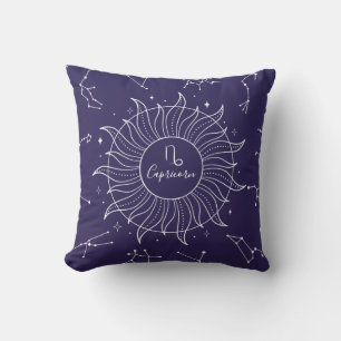 Capricorn Zodiac Sign Celestial Dark Navy        Cushion