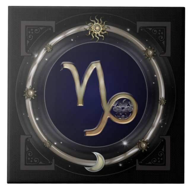 Capricorn Zodiac Sign Ceramic Tile (Front)