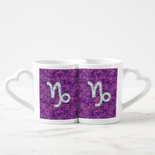 Capricorn Zodiac Sign Fuchsia Digital Camouflage Coffee Mug Set