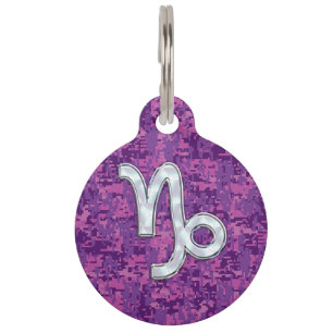 Capricorn Zodiac Sign Fuchsia Digital Camouflage Pet Tag