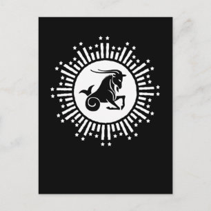 Capricorn Zodiac Sign Goat Cosmic Starburst Design Holiday Postcard