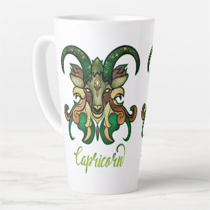 Capricorn zodiac sign Green Brown Sea Goat sparkle Latte Mug