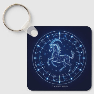 Capricorn Zodiac Sign Illustration Key Ring