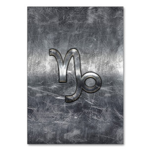 Capricorn Zodiac Sign in grunge distressed  style Table Number
