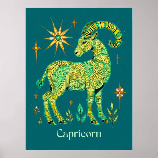 Capricorn Zodiac Sign in Intricate Patterns (Front)