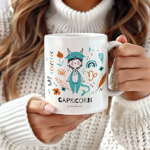 Capricorn Zodiac Sign Mug, Cute Capricorn Coffee Mug