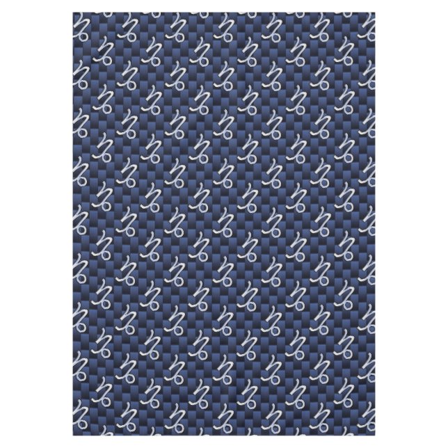 Capricorn Zodiac Sign navy blue carbon fibre style Tablecloth (Front)