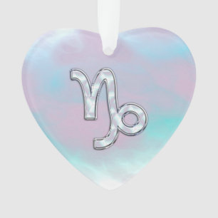 Capricorn Zodiac Sign on Mother of Pearl Style Ornament