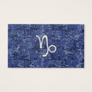 Capricorn Zodiac Sign on navy blue digital camo