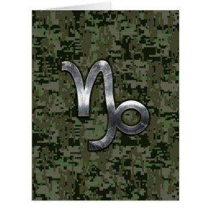 Capricorn Zodiac Sign on Woodland Digital Camo