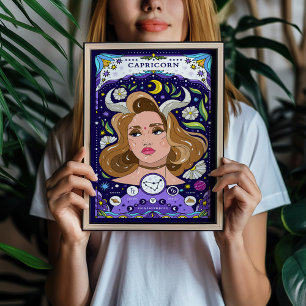 Capricorn Zodiac Sign Print - Ambitious and Earthy