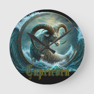 Capricorn Zodiac Sign Round Clock