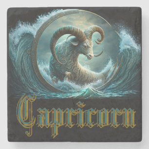 Capricorn Zodiac Sign Stone Coaster
