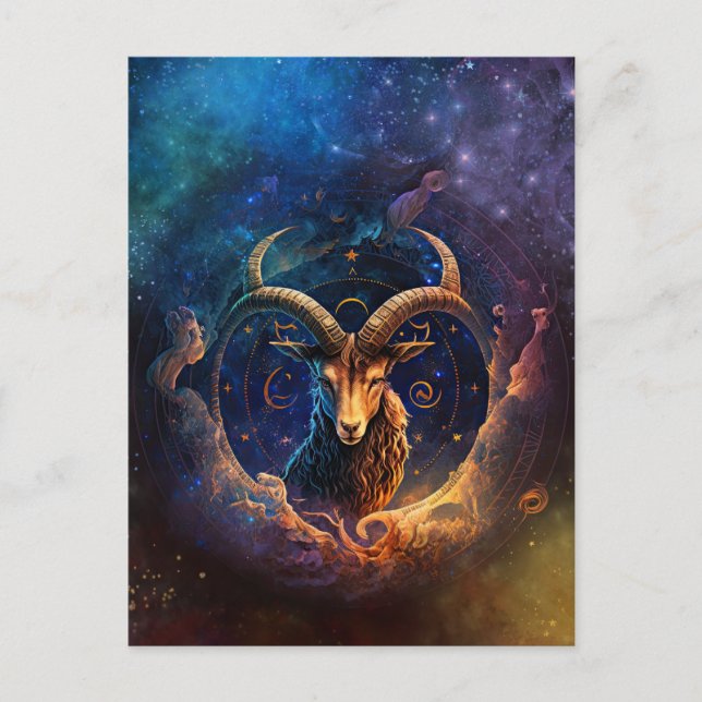 Capricorn Zodiac Sign Watercolor Design Postcard (Front)