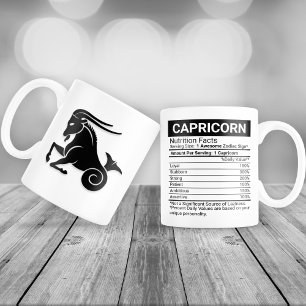 Capricorn Zodiac Sign with Nutrition Facts, Large Coffee Mug