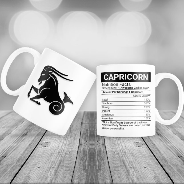 Capricorn Zodiac Sign with Nutrition Facts, Large Coffee Mug (Creator Uploaded)
