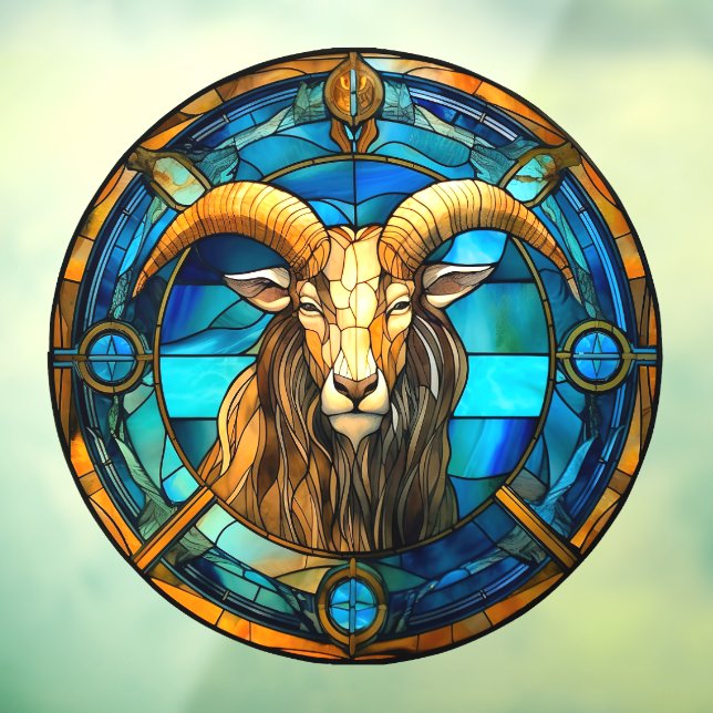 Capricorn Zodiac Signs Faux Stained Glass Window  (Sheet 3)