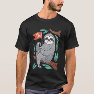 Capricorn Zodiac Sloth Cosy Character Design T-Shirt