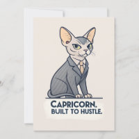 Capricorn Zodiac Sphynx Cat Built Hustle Art