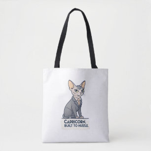 Capricorn Zodiac Sphynx Cat Built Hustle Art Tote Bag