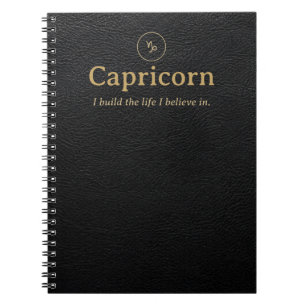 Capricorn Zodiac Spiral Notebook - Faux Leather