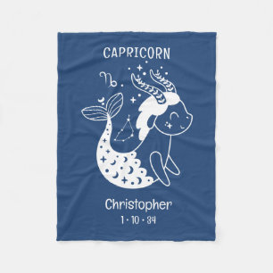 Capricorn Zodiac Star Name Birthdate Blue Baby Fleece Blanket