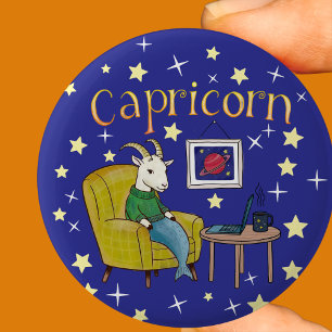 Capricorn Zodiac Star sign 6 Cm Round Badge