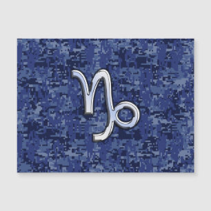 Capricorn Zodiac Symbol Blue Digital Camouflage