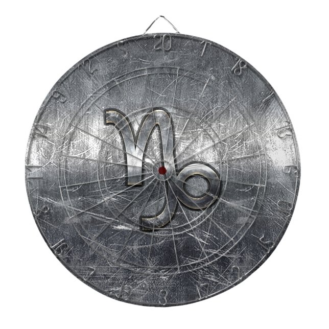 Capricorn Zodiac Symbol Distressed Steel Decor Dartboard (Front)