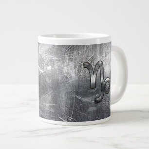 Capricorn Zodiac Symbol Distressed Steel Decor Large Coffee Mug