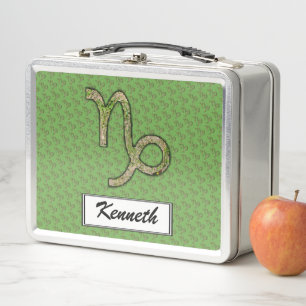 Capricorn Zodiac Symbol Element by K Yoncich Metal Lunch Box