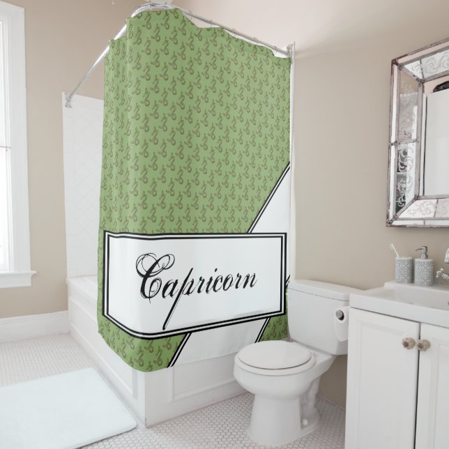 Capricorn Zodiac Symbol Element by K Yoncich Shower Curtain (In Situ)