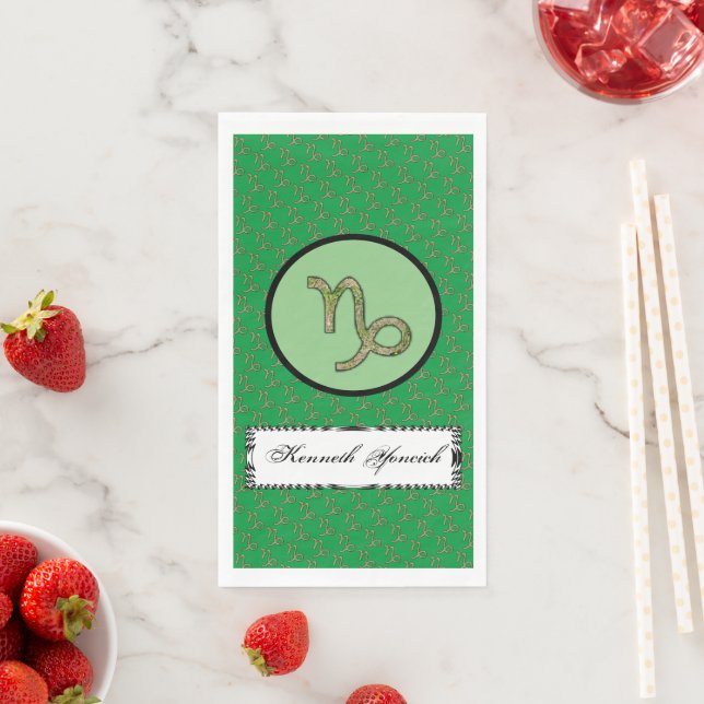 Capricorn Zodiac Symbol Element by Kenneth Yoncich Napkin (Insitu)