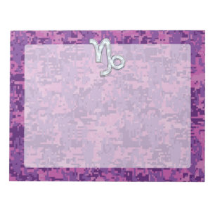 Capricorn Zodiac Symbol Fuchsia Digital Camouflage Notepad
