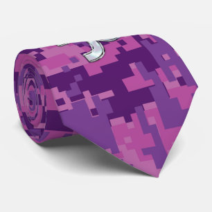 Capricorn Zodiac Symbol Fuchsia Digital Camouflage Tie