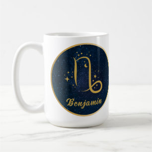 Capricorn zodiac symbol gold blue personalised  coffee mug