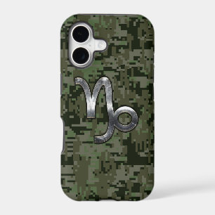 Capricorn Zodiac Symbol Green Digital Camouflage