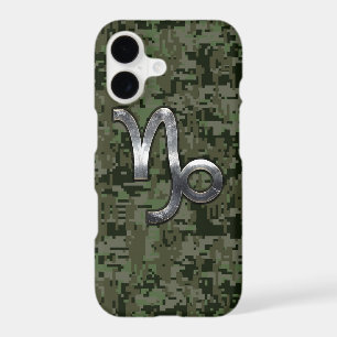 Capricorn Zodiac Symbol Green Digital Camouflage