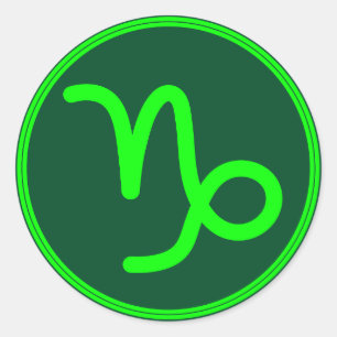 Capricorn Zodiac Symbol Green Mix Classic Round Sticker