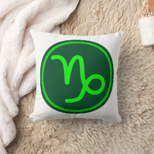 Capricorn Zodiac Symbol Green Mix Cushion