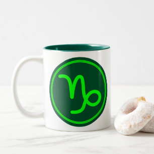 Capricorn Zodiac Symbol Green Mix Two-Tone Coffee Mug