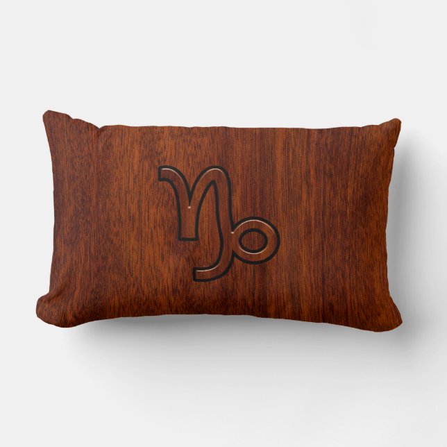 Capricorn Zodiac Symbol in Mahogany Brown Lumbar Cushion (Front)