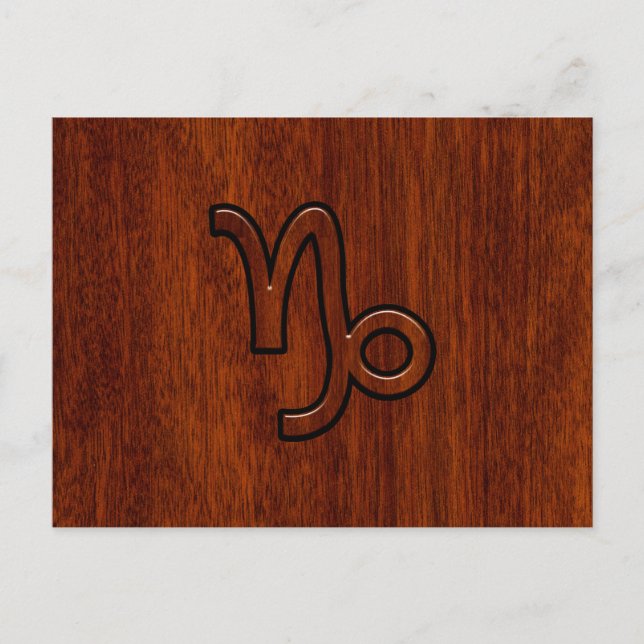 Capricorn Zodiac Symbol in Mahogany Brown Postcard (Front)