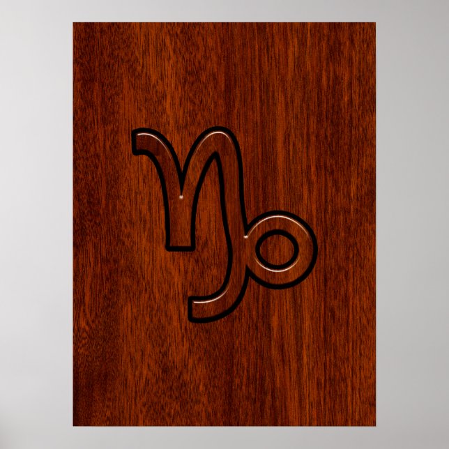 Capricorn Zodiac Symbol in Mahogany Brown Poster (Front)