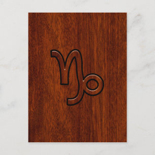 Capricorn Zodiac Symbol in Mahogany Style print Postcard