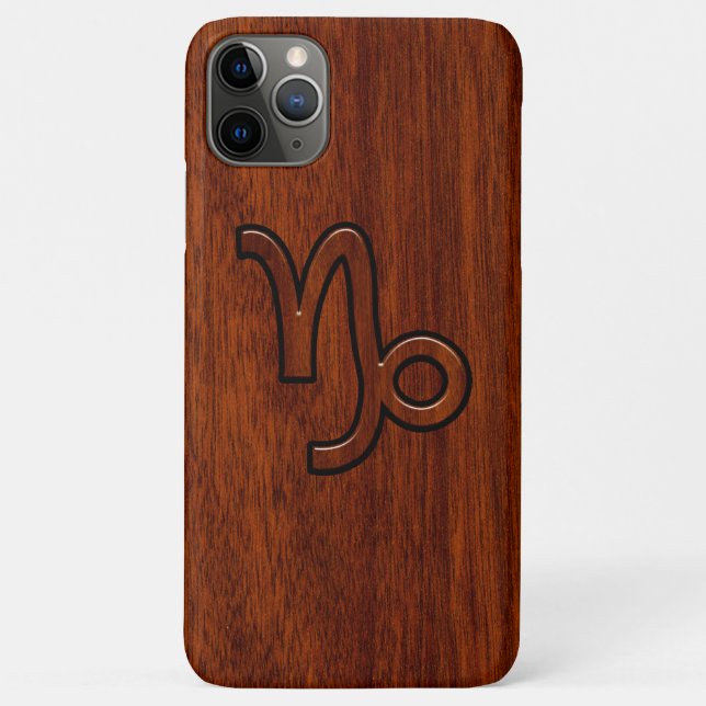 Capricorn Zodiac Symbol in Wood Grain Style Case-Mate iPhone Case (Back)