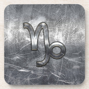 Capricorn Zodiac Symbol Industrial Style Coaster