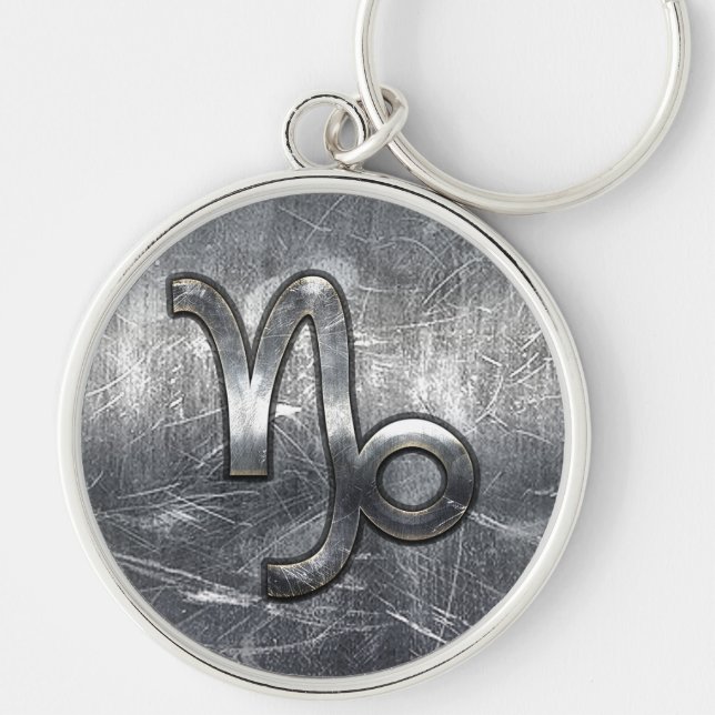 Capricorn Zodiac Symbol Industrial Style Key Ring (Front)