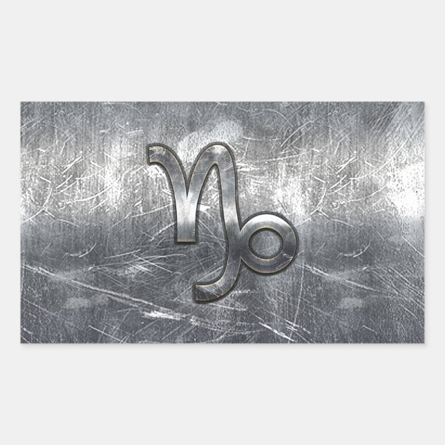 Capricorn Zodiac Symbol Industrial Style Rectangular Sticker (Front)